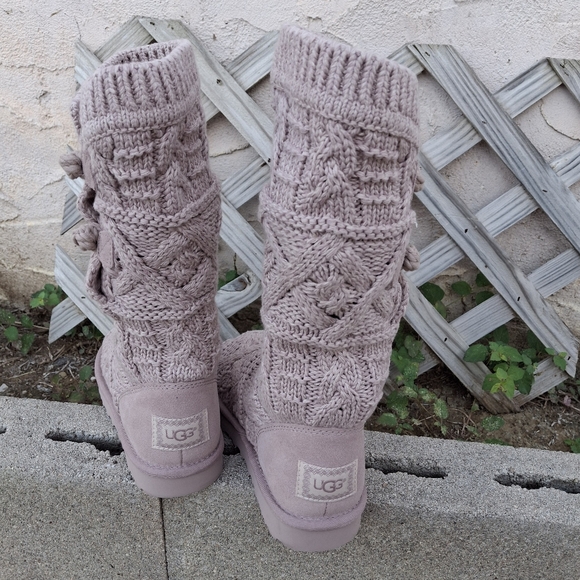 UGG Classic Tall Chunky Cable Knit Creamy White Boots  Women Size 7 - Picture 6 of 16